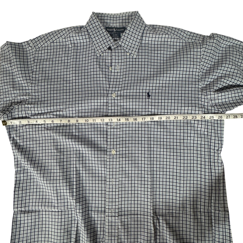 Ralph Lauren Vintage 90's Men's Large Blake Long Sleeve Blue Plaid Polo y2k - Picture 8 of 8